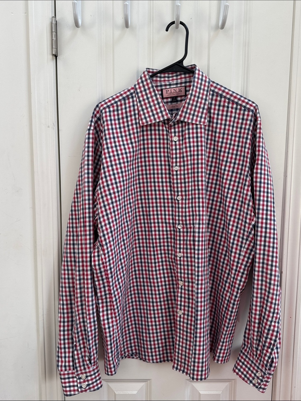 Thomas Pink Red and Blue Gingham Button-Down Shirt